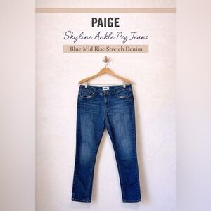 PAIGE Skyline Ankle Peg Jeans Blue Mid Rise Stretch Denim